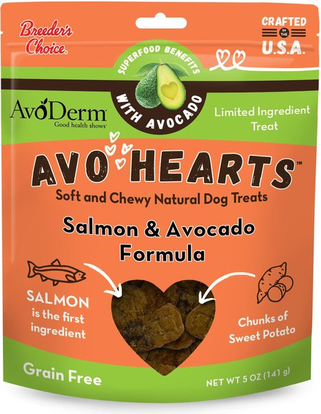AvoDerm AvoHearts Salmon & Avocado Formula Dog Treats, 5-oz bag slide 1 of 4