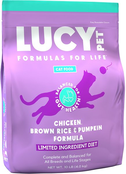 Lucy Pet Products Chicken, Brown Rice & Pumpkin Limited Ingredient Diet Cat Food, 10-lbs bag slide 1 of 7