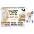 Fancy Feast Delights with Cheddar Grilled Variety Pack Canned Food + Classic Broths with Tuna, Shrimp & Whitefish Supplemental Wet Cat Food Pouches