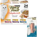 Fancy Feast Delights with Cheddar Grilled Variety Pack Canned Food + Purely Natural Tuna Filets Cat Food Topper