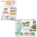 Fancy Feast Classic Seafood Feast Variety Pack Canned Food + Creamy Collection Variety Pack Grain-Free Wet Cat Food Topper