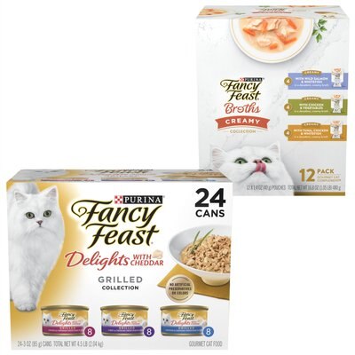 Fancy Feast Delights with Cheddar Grilled Variety Pack Canned Food + Creamy Collection Variety Pack Grain-Free Wet Cat Food Topper, slide 1 of 1