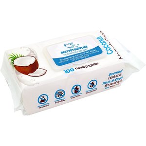 Best Pet Supplies Coconut-Scented Moisturizing Cat & Dog Grooming Wipes, 100 count