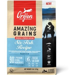 ORIJEN Amazing Grains Six Fish Recipe Dry Dog Food, 4-lb bag
