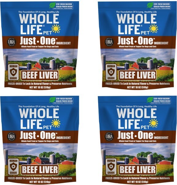 Whole Life Just One Beef Liver Value Pack Dog Freeze-Dried Treats, 18-oz bag, case of 4 slide 1 of 8