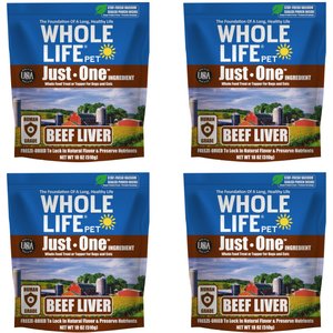 Whole Life Just One Beef Liver Value Pack Dog Freeze-Dried Treats, 18-oz bag, case of 4