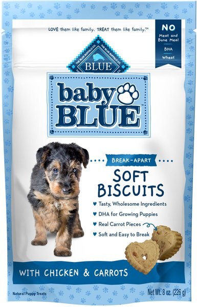 Blue Buffalo Baby Blue Soft Biscuits Natural Chicken & Carrots Puppy Treats, 8-oz bag slide 1 of 5