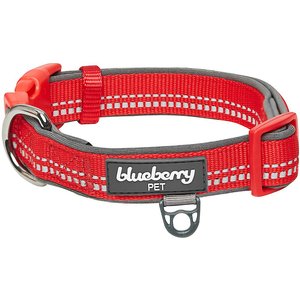 Blueberry Pet 3M Pastel Color Padded Reflective Dog Collar, Red, Medium: 14.5 to 20-in neck