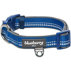 Blueberry Pet 3M Pastel Color Padded Reflective Dog Collar, Navy, Medium: 14.5 to 20-in neck