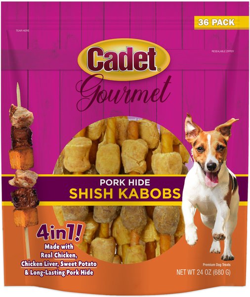 Cadet Gourmet Pork Hide Shish Kabob Chicken, Chicken Liver, & Sweet Potato Dog Treats, 36 count bag slide 1 of 8