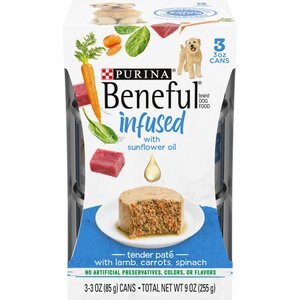 Purina Beneful Infused Pate With Real Lamb, Carrots & Spinach Wet Dog Food, 3-oz sleeve, case of 24