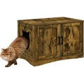 Sweet Barks Enclosed House Side Table Cat Litter Box, Rustic Brown, Medium
