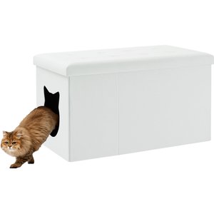 Sweet Barks Designer Enclosure Hidden Washroom Bench Ottoman Cat Litter Box, White