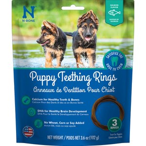 N-Bone Puppy Teething Rings Salmon Flavor Dog Treats, 3.6-oz bag