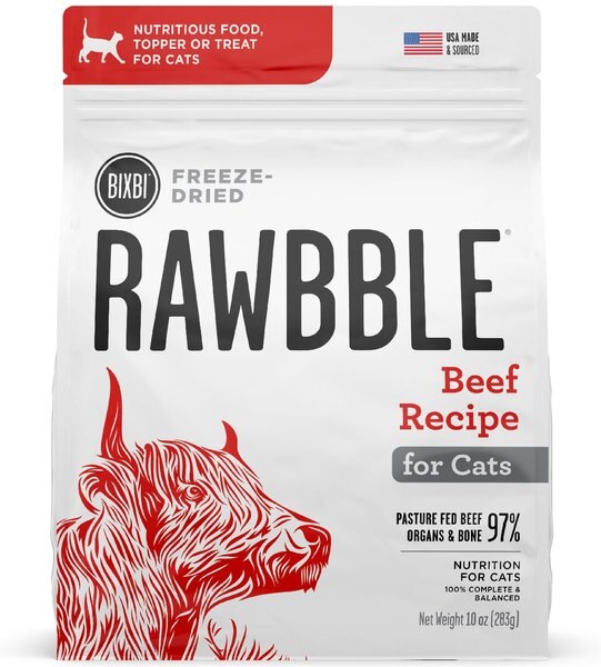 Bixbi RAWBBLE Beef Recipe Grain-Free Freeze-Dried Cat Food, 3.5-oz bag slide 1 of 3