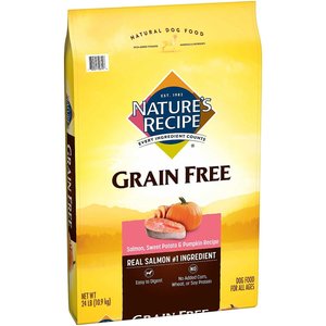 Nature's Recipe Grain-Free Salmon, Sweet Potato & Pumpkin Recipe Dry Dog Food, 24-lb bag, bundle of 2
