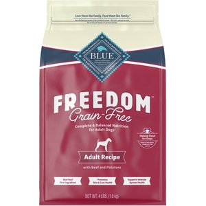 Blue Buffalo Freedom Adult Beef Recipe Grain-Free Dry Dog Food, 4-lb bag, bundle of 3