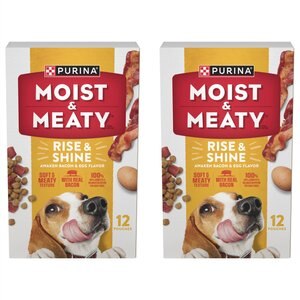 Moist & Meaty Rise & Shine Awaken Bacon & Egg Flavor Dry Dog Food, 6-oz pouch, case of 12, bundle of 2