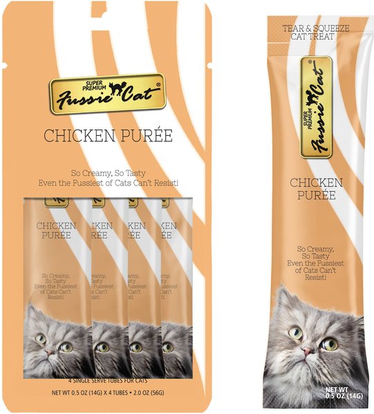 Fussie Cat Chicken Puree Lickable Cat Treats, 0.5-oz pouch, pack of 4 slide 1 of 6