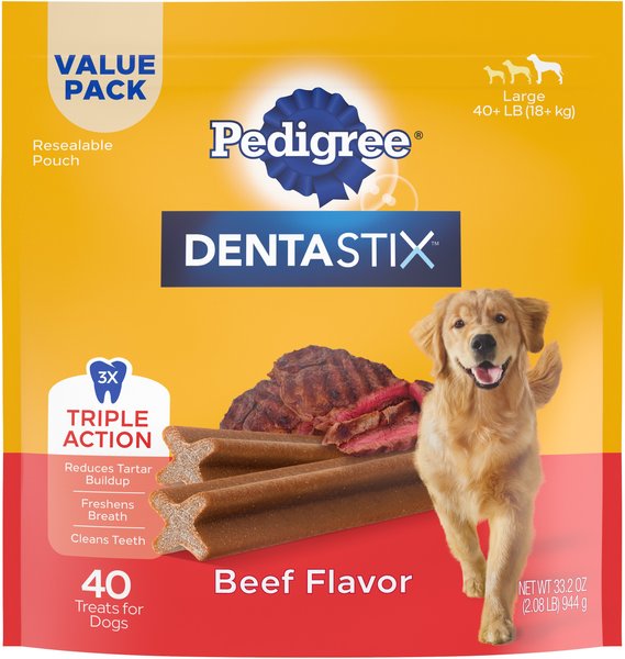 Pedigree Dentastix Beef Flavored Large Dental Dog Treats, 40 count slide 1 of 10