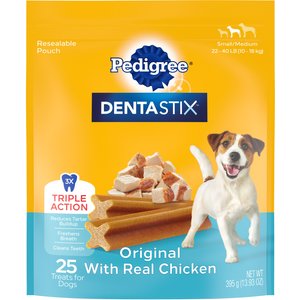 Pedigree Dentastix Original Small/Medium Dental Dog Treats, 25 count