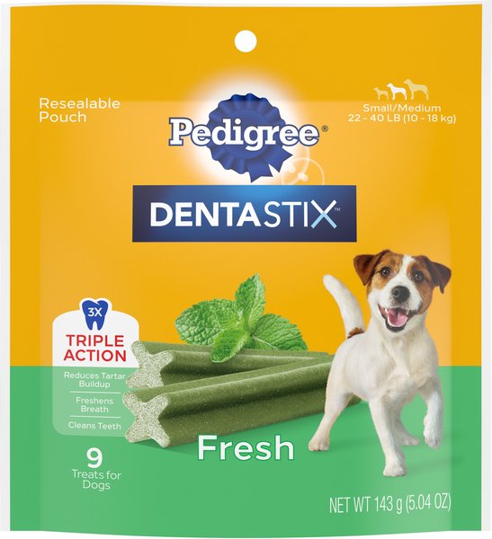 Pedigree Dentastix Fresh Mint Flavored Small/Medium Dental Dog Treats, 9 count slide 1 of 10
