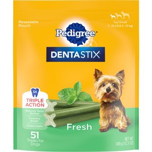 Pedigree Dentastix Fresh Mint Flavored Mini Dental Dog Treats, 51 count
