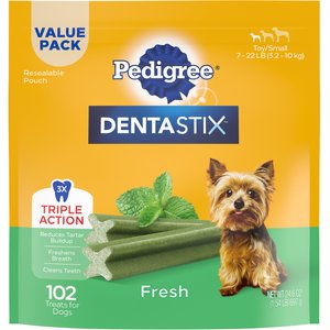 Pedigree Dentastix Fresh Mint Flavored Mini Dental Dog Treats, 102 count