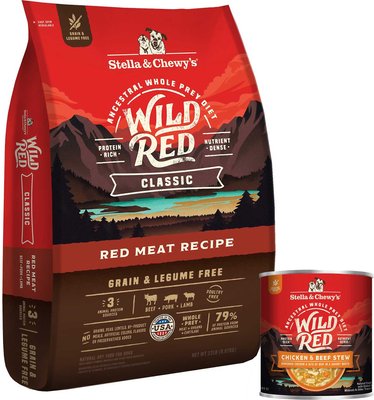 Stella & Chewy's Wild Red Classic Kibble Red Meat Recipe Dry Food + Wild Red Chicken & Beef Stew Wet Dog Food, slide 1 of 1