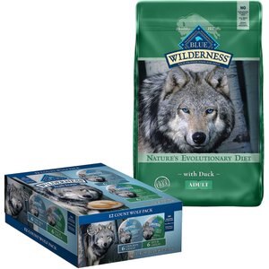 Blue Buffalo Wilderness Trail Trays Variety Pack with Duck & Chicken Formula Food Trays + Duck Recipe Dry Dog Food