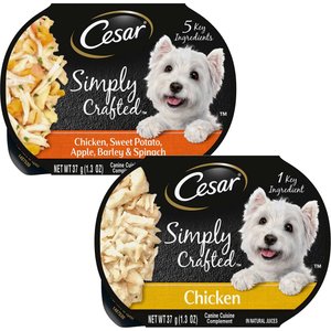 Cesar Simply Crafted Chicken, Sweet Potato, Apple, Barley & Spinach Limited-Ingredient + Chicken Limited-Ingredient Wet Dog Food Topper