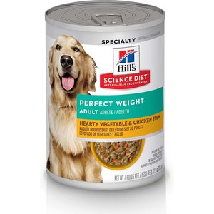 Hill's Science Diet Adult Perfect Weight Hearty Vegetable & Chicken Stew Canned Dog Food, 12.5-oz, case of 12, bundle of 2