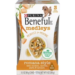 Purina Beneful Medleys Romana Style Canned Dog Food, 3-oz, pack of 3, bundle of 4