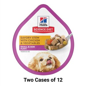 Hill's Science Diet Puppy Small Paws Chicken & Vegetable Stew Dog Food Trays, 3.5-oz, case of 12, bundle of 2