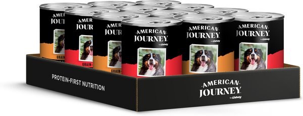 American Journey Stews Poultry & Beef Variety Pack Grain-Free Canned Dog Food, 12.5-oz can, 12.5-oz, case of 12, bundle of 2 slide 1 of 11