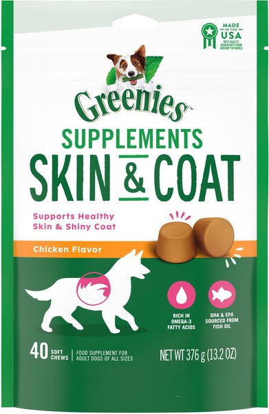 Greenies Skin & Coat Chicken Flavor Dog Soft Chews Food Supplement, 40 count, 13.2-oz slide 1 of 10