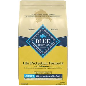Blue Buffalo Life Protection Formula Healthy Weight Adult Chicken & Brown Rice Recipe Dry Dog Food, 34-lb bag