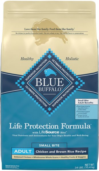 Blue Buffalo Life Protection Formula Small Bite Adult Chicken & Brown Rice Recipe Dry Dog Food, 34-lb bag slide 1 of 10