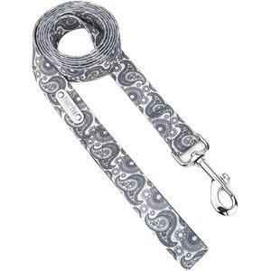 Mighty Paw Polyester Designer Dog Leash, Grey Paisley, 6-ft long, Standard