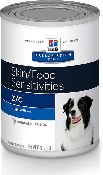 Hill's Prescription Diet z/d Skin/Food Sensitivities Original Flavor Wet Dog Food, 13-oz, case of 12, bundle of 4 slide 1 of 11