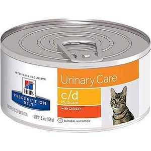 Hill's Prescription Diet c/d Multicare Urinary Care with Chicken Wet Cat Food, 5.5-oz, case of 24, bundle of 4