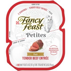 Fancy Feast Gourmet Pate Petites Tender Beef Entree Wet Cat Food, 2.8-oz tub, case of 12