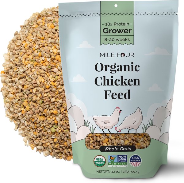 Mile Four 18% Organic Whole Grain Grower Chicken & Duck Feed, 2-lb bag slide 1 of 8