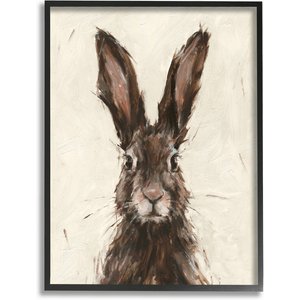 Stupell Industries European Hare Portrait Painting Small Pet Wall Décor, Black Framed, 24 x 1.5 x 30-in