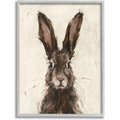 Stupell Industries European Hare Portrait Painting Small Pet Wall Décor, Gray Framed, 16 x 1.5 x 20-in