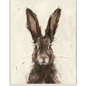Stupell Industries European Hare Portrait Painting Small Pet Wall Decor, Wood, 13 x 0.5 x 19-in