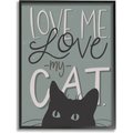 Stupell Industries Love Me Love My Cat Phrase Black Cat Wall Décor, Black Framed, 11 x 1.5 x 14-in
