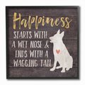 Stupell Industries Happiness Starts with a Wet Nose Dog Wall Décor, Black Framed, 12 x 1.5 x 12-in