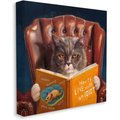 Stupell Industries Angry Cat Reading Dog Book Feline Pet Humor Cat Wall Décor, Canvas, 17 x 1.5 x 17-in