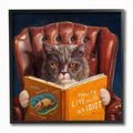 Stupell Industries Angry Cat Reading Dog Book Feline Pet Humor Cat Wall Décor, Black Framed, 12 x 1.5 x 12-in